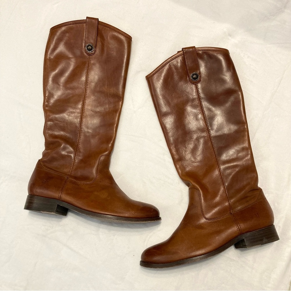 Frye Melissa Button Riding Boots Size 7.5 7 1/2 Brown READ
